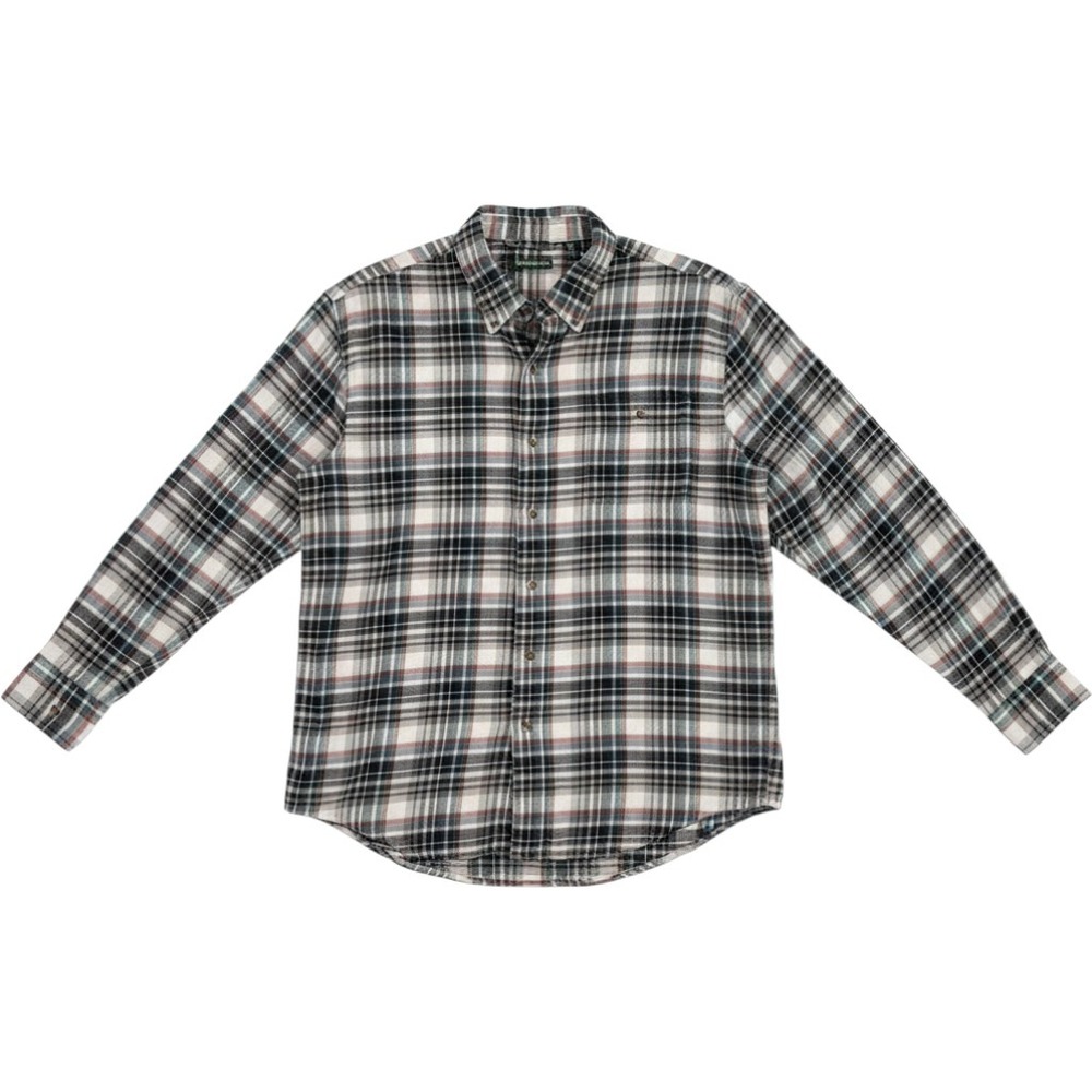 GH Bass & Co Mens XL Plaid Flannel Button Down Shirt Gray Black Orange 527L353